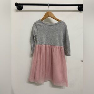 Wonder Nation Toddler Girls Gray & Pink Casual Sundress with 3/4 Raglan Sleeves